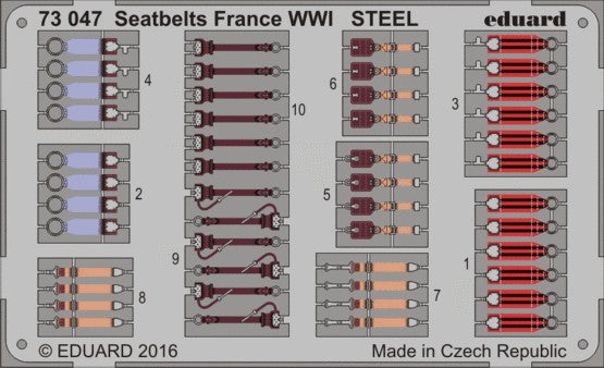 Eduard 73047 1/72 Aircraft- France Steel WWI Seatbelts (Painted) (D)