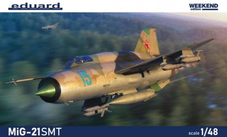 Eduard 84180 1/48 MiG21SMT Soviet Cold War Jet Aircraft (Wkd Edition Plastic Kit)