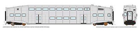 Rapido Trains 146097 HO Scale Bi-Level Commuter Cab Car - Ready to Run -- Undecorated Series II (4 window, riveted)