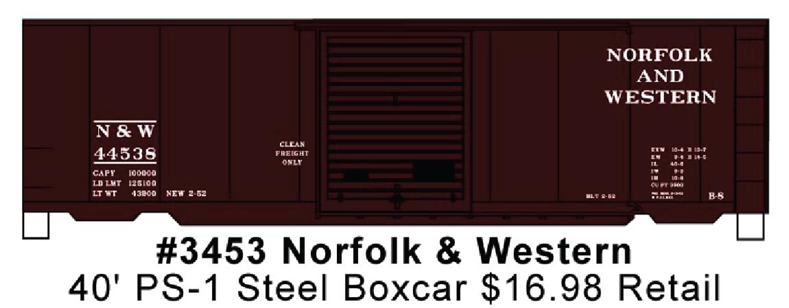 Accurail 3453 Ho 40'Ps-1 Steel Boxcar N&W