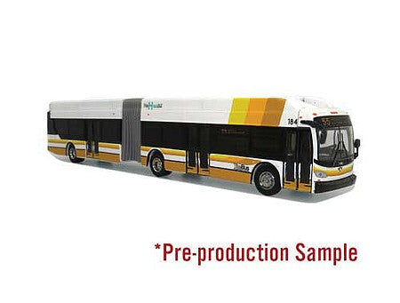 Iconic Replicas 870305 HO Scale New Flyer Xcelsior XN60 Articulated Bus - Assembled -- The Bus Honolulu (white, yellow)