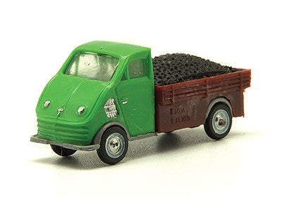 Eko 2146 HO Scale DKW F89 Pickup Truck - Assembled -- With Coal Load (green, brown)