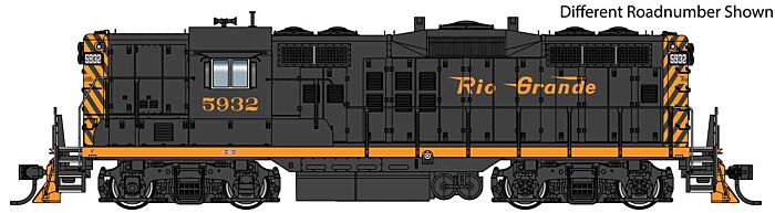 Walthers Proto 920-49704 HO Scale EMD GP9 Phase II High Short Hood - Standard DC -- Denver & Rio Grande Western(TM) #5944 (black, Aspen Gold, Small Flying Grand