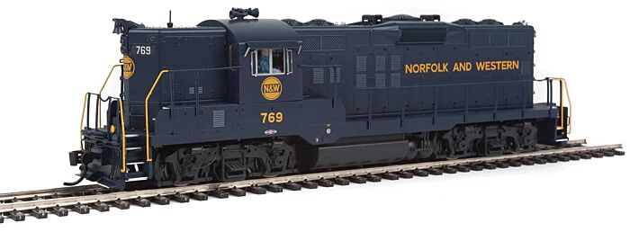 Walthers Proto 920-49705 HO Scale EMD GP9 Phase II High Short Hood - Standard DC -- Norfolk & Western #769 (blue, yellow)