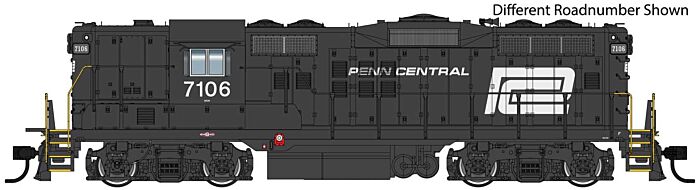 Walthers Proto 920-49707 HO Scale EMD GP9 Phase II High Short Hood - Standard DC -- Penn Central #7110 (black, white, Large Logo)