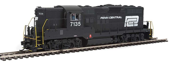 Walthers Proto 920-42708 HO Scale EMD GP9 Phase II - LokSound 5 Sound and DCC -- Penn Central #7135 (black, white, Large Logo)