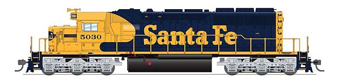 Broadway Limited 6774 HO Scale EMD SD40-2 Low Nose - Sound and DCC - Paragon4(TM) -- Santa Fe 5030 (Warbonnet, blue, yellow)