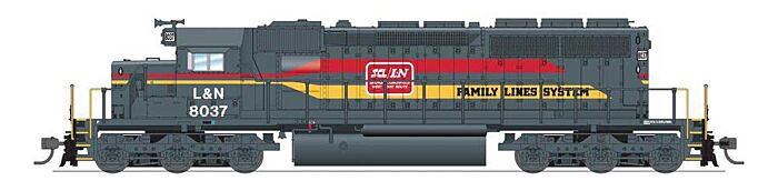 Broadway Limited 6784 HO Scale EMD SD40-2 Low Nose - Sound and DCC - Paragon4(TM) -- Family Lines L&N 8037 (gray, red, yellow)