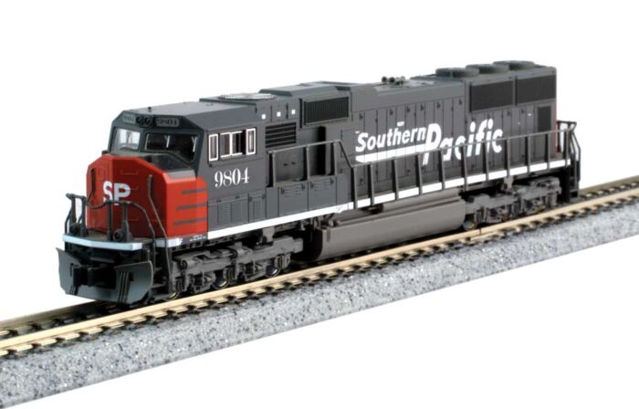 Kato 1767611LS N Scale EMD SD70M with Standard Flat Radiators - LokSound and DCC -- Southern Pacific 9804 (gray, red, Speed Lettering)