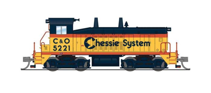 Broadway Limited 3933 N Scale EMD SW7 - Sound and DCC - Paragon4(TM) -- Chessie System C&O 5221 (yellow, vermillion, blue)