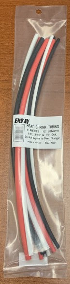 Enkay 7530 9pc Assorted 12" Heat Shrink Tubing (1/8", 3/16", 1/4" Dia) (Bagged)