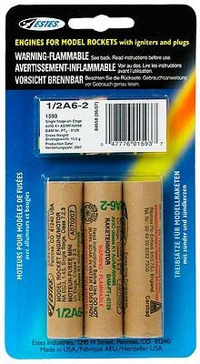 Estes 1593 1/2A6-2 Model Rocket Engines (3)