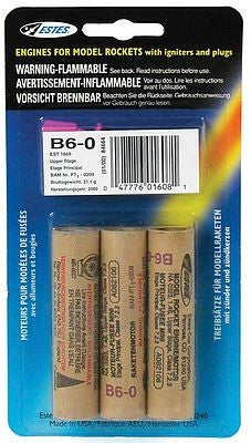 Estes 1608 B6-0 Model Rocket Engines (3)