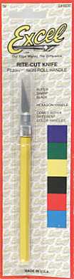 Excel Hobby 16030 All Scale K30 Light Duty Rite-Cut Non-Roll Plastic Handle Knife -- Comes In Assorted Colors, Carded