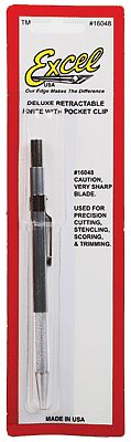 Excel Hobby 16048 All Scale Deluxe Retractable Knife -- Carded w/Clip