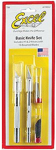 Excel Hobby 19062 All Scale Basic Knife Set -- #1 & #2 Knives w/10 Assorted Blades