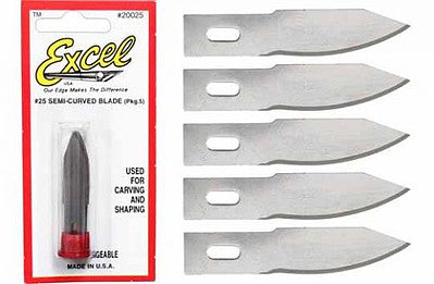 Excel Hobby 20025 All Scale Medium & Heavy Duty Replacement Blades (Fit K2, K5 & K6 Handles) -- Contoured pkg(5) Carded