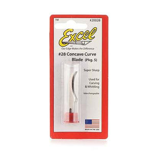 Excel Hobby 20028 All Scale Medium & Heavy Duty Replacement Blades (Fit K2, K5 & K6 Handles) -- Concave Carving Blade pkg(5) Carded