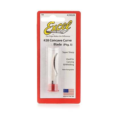 Excel Hobby 20028 All Scale Medium & Heavy Duty Replacement Blades (Fit K2, K5 & K6 Handles) -- Concave Carving Blade pkg(5) Carded