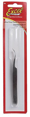 Excel Hobby 30417 All Scale Slanted Fine Point Tweezers -- Polished Finish