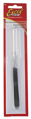 Excel Hobby 30418 All Scale Straight Fine Point Tweezers -- Polished Finish