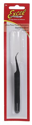 Excel Hobby 30420 All Scale Slanted Fine Point Tweezers -- Black