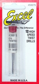 Excel Hobby 50075 .0210" (.533mm) Steel Twist Drill (12/Vial)