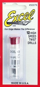 Excel Hobby 50076 .0200" (.508mm) Steel Twist Drill (12/Vial)