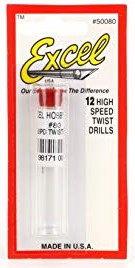 Excel Hobby 50080 .0135" (.343mm) Steel Twist Drill (12/Vial)