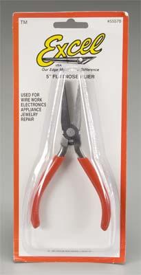 Excel Hobby 55570 All Scale Spring Loaded Soft Grip Pliers -- 5" Flat Nose, Carded