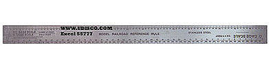 Excel Hobby 55777 All Scale Model Railroad Ruler - 12" 30.5cm -- Stainless Steel, Multi Scales
