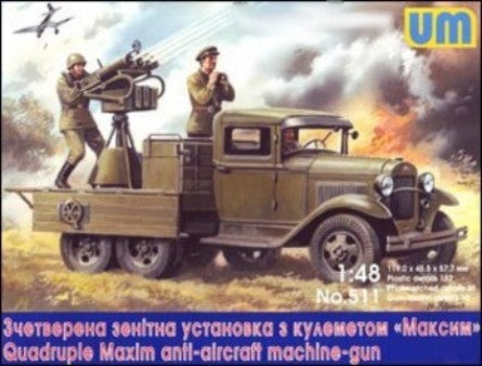 Unimodel 511 1/48 Quad Maxim Anti-Aircraft MG on GAZ-AA Truck Chassis