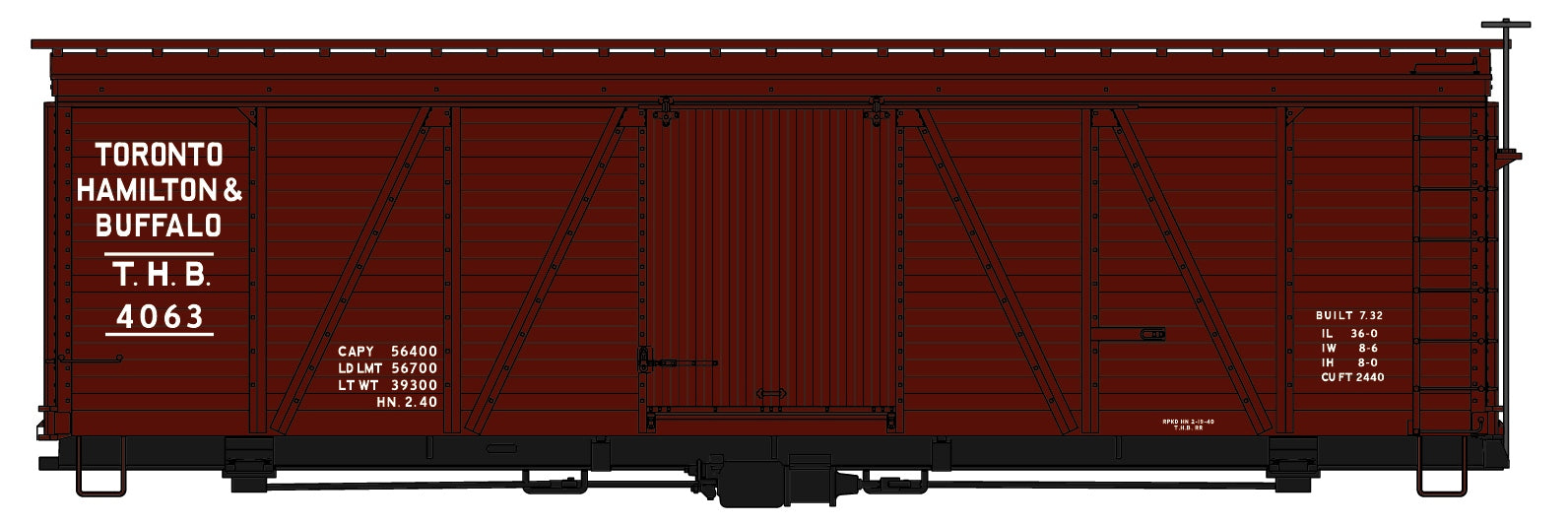 Accurail 1162 Ho 36'Fowler Wood Bxcar Th&B