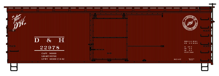 Accurail 1808 Ho 36'Dbl Sht Wd Boxcar D&H