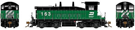 Rapido Trains 27005 HO Scale EMD-GMD SW1200 - Standard DC -- Burlington Northern 165 (Cascade Green, black, white)