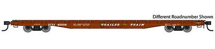 Walthers Mainline 5345 HO Scale 60' Pullman-Standard Flatcar - Ready to Run -- Trailer-Train OTTX #90200 (Farm Machinery Service; brown, yellow TT Logo)
