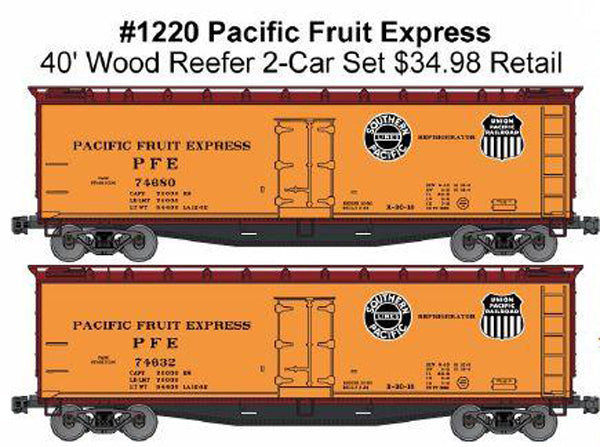 Accurail 1220 Ho 40'Wood Reefer Pfe 2#Set