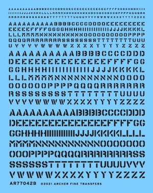 Archer Fine Transfers 77042B Waterslide Decal: Generic Stencil Style Lettering (Black) (Various Scales)