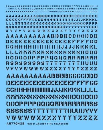 Archer Fine Transfers 77042B Waterslide Decal: Generic Stencil Style Lettering (Black) (Various Scales)