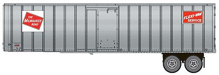 Walthers Scenemaster 2605 HO Scale Flexi-Van 40' Trailer 2-Pack - Assembled -- Milwaukee Road #3 (logo and Flexi-Van Placard; side doors)