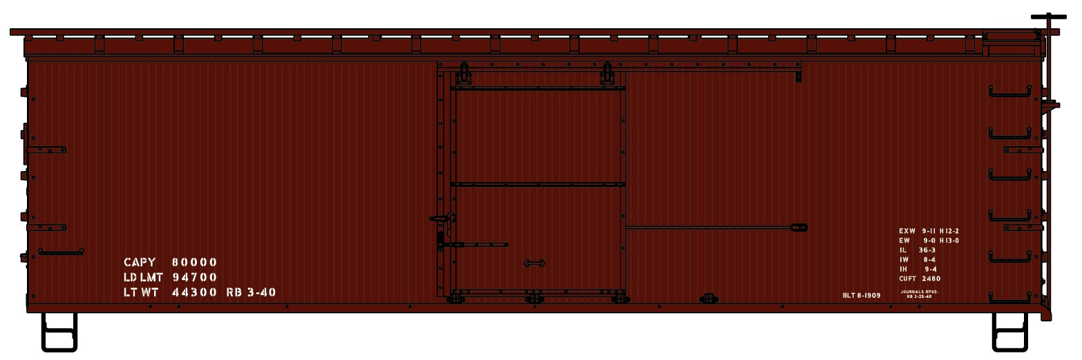 Accurail 1897 Ho 36'Dblsht Bxcar Wd End Data
