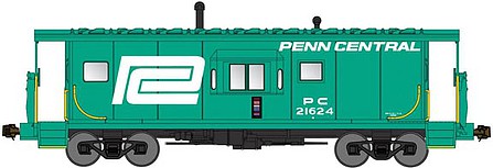 Bluford Shops 40130 N Scale International Car Half-Bay Window Caboose - Ready to Run -- Penn Central #21624 (Jade Green, white, Large Logo)