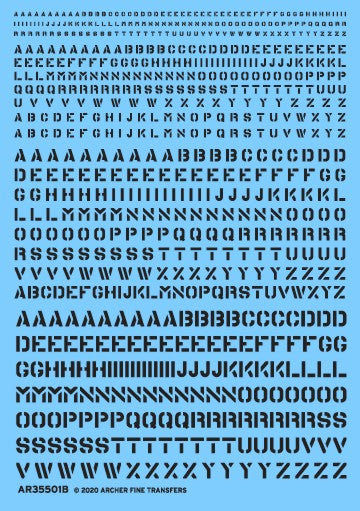 Archer Fine Transfers 35501B Waterslide Decal: 1/35 Generic Stencil Style Lettering WWII Allied Vehicles (Black)