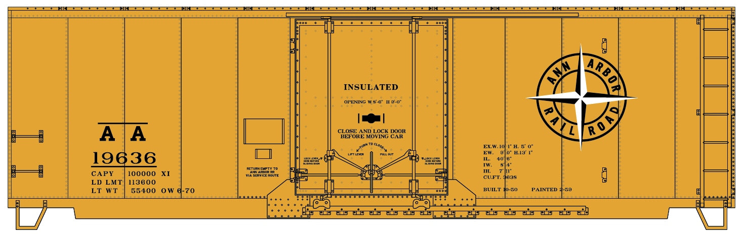 Accurail 31291 Ho 40' Steel Pd Boxcar Ann Arbor