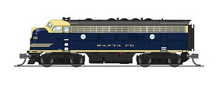 Broadway Limited 6860 N Scale EMD F7 A-Unpowered B Set - Sound and DCC - Paragon4 -- Santa Fe #226L, 226A (Cat Whisker Scheme; blue, yellow)