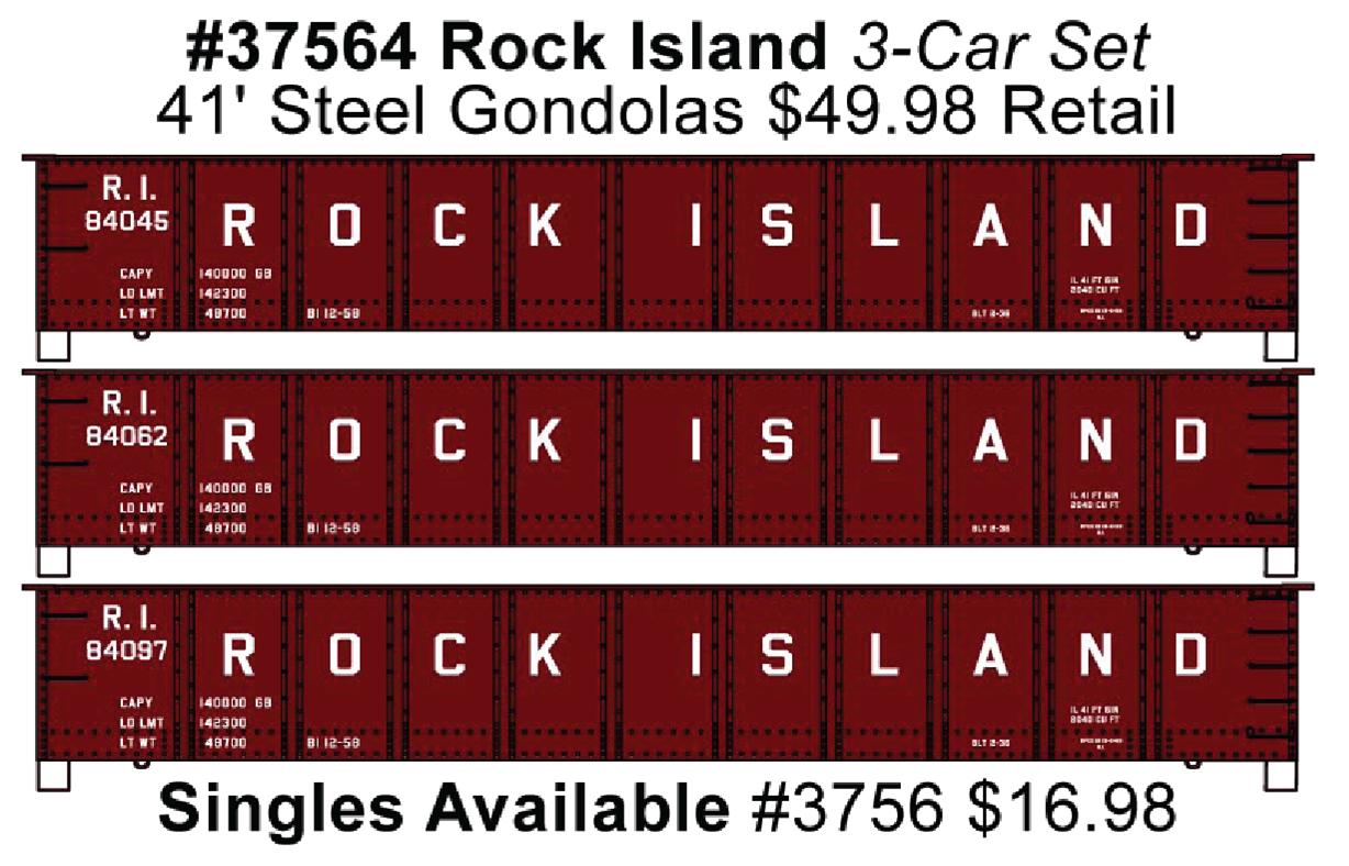 Accurail 37564 Ho 41'Steel Gondola Ri 3#Set