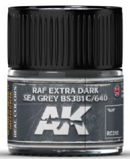 AK Interactive RC295 Real Colors: RAF Extra Dark Sea Grey BS381C/640 Acrylic Lacquer Paint 10ml Bottle