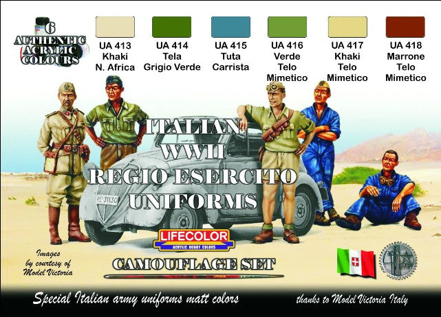 Lifecolor CS14 Italian WWII Uniforms Camouflage Acrylic Set (6 22ml Bottles)