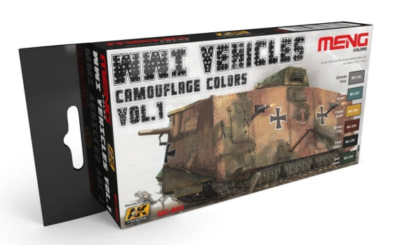 AK Interactive 804 WWI Vehicles Camouflage Colors Vol.1 Acrylic Paint Set (6 Colors) 17ml Bottles (D)