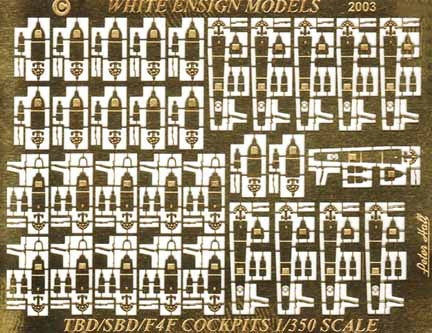 White Ensign Models 3548 1/350 Wildcat, Dauntless, Devastator Cockpit Set for 10 Aircraft
